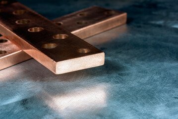 Copper Flat Pure Electrical Busbar Close-up