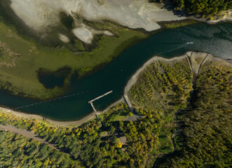A river with a dock on it