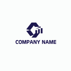 Futuristic geometric icon with sleek typography conveying innovation efficiency and reliability