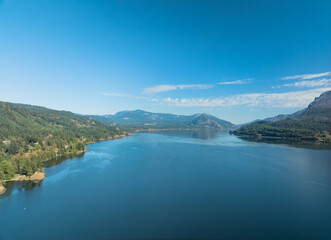 A beautiful lake with mountains in the background