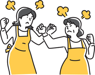 怒ってこぶしを交える女性二人