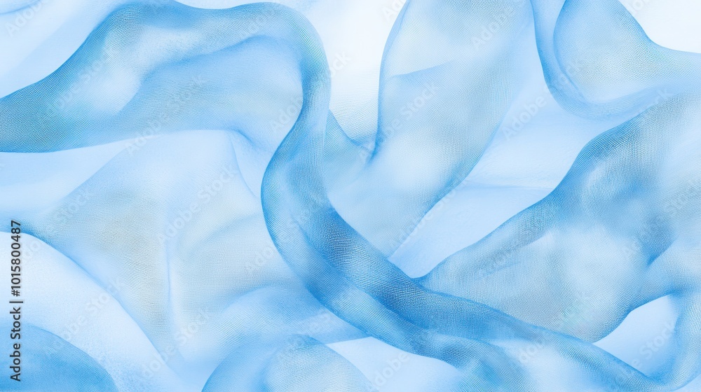 Aufkleber soft blue fabric gently flowing and creating delicate waves under bright light in an artistic arrang