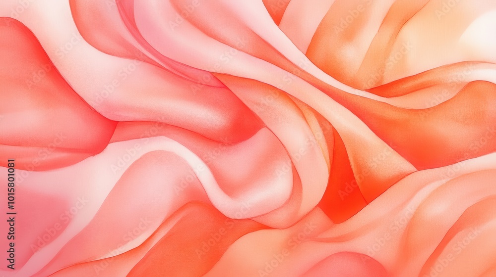 Aufkleber flowing coral and peach fabric draping gracefully in soft waves creating a serene and harmonious vis
