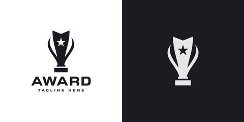 trophy logo vector illustration, winner award logo template