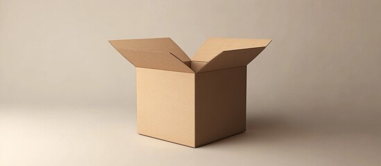 Open Cardboard Box on a Beige Background