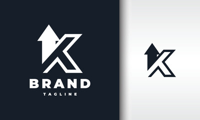 letter k arrow up logo