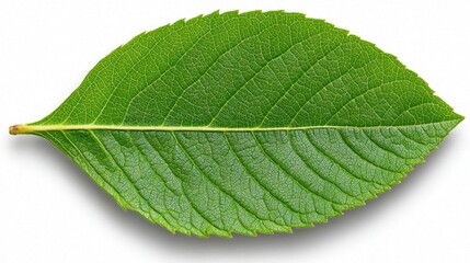 Obraz premium A photostock images of a single green leaf on a clean white background