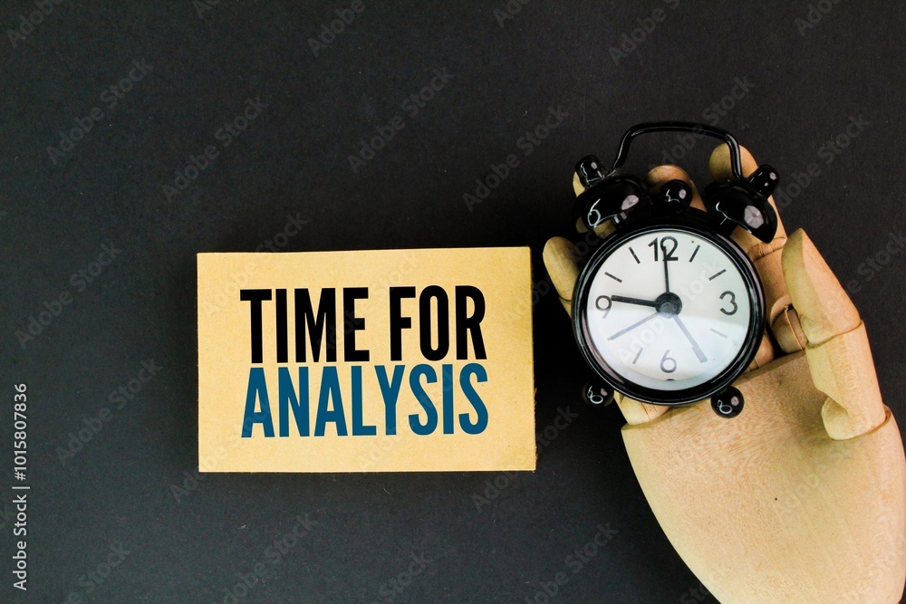 Poster bell clock and paper with the word time for analysis. feel free to experiment with styles and layout