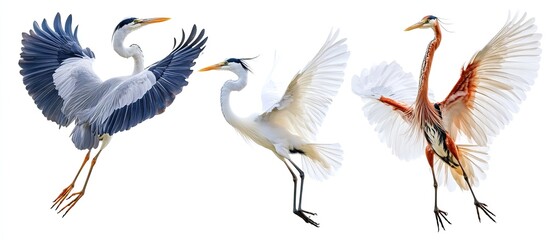 Three Herons in Flight