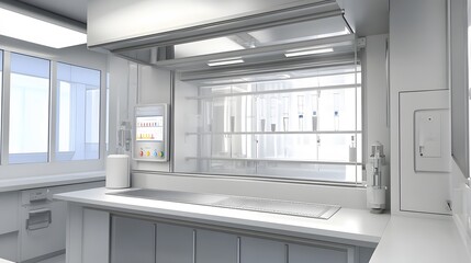 31. A fume hood with interactive displays for user guidance