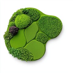 A photostock images of aerial view of a landscape with a clean white background