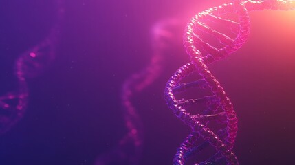 Minimalistic abstract background with a DNA double helix on a vibrant gradient