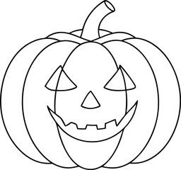 Single continuous one-line art Halloween Smiling Pumpkin 