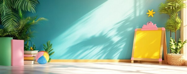 Obraz premium A backdrop announcing the summer break from school.