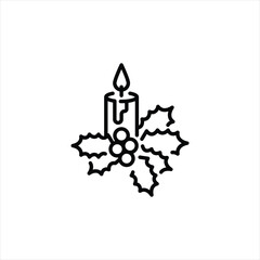  Candle with holly icon. Simple candle with holly icon for social media, app, and web design. Vector illustration