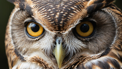 Obraz premium a close-up of an owl's piercing eyes and detailed feathers
