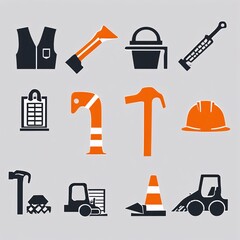set of construction icons