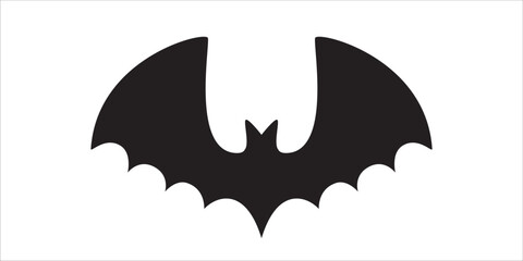 Bat silhouette design template. Flying open wings bat vector. Vector illustration design template for stencil, wall decor, door decoration, sticker. Isolated on white background.