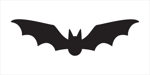 Bat silhouette design template. Flying open wings bat vector. Vector illustration design template for stencil, wall decor, door decoration, sticker. Isolated on white background.