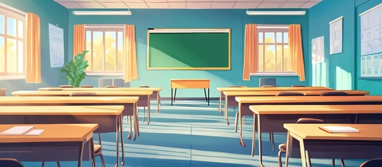 Empty Classroom with Sunlight Shining In
