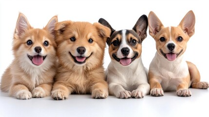 Obraz premium A photostock images of cute illustrations of dogs and cats in various poses on a clean white background High Quality