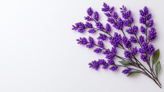 A photostock images of delicate lavender flowers in full bloom isolated on a clean white background High Quality