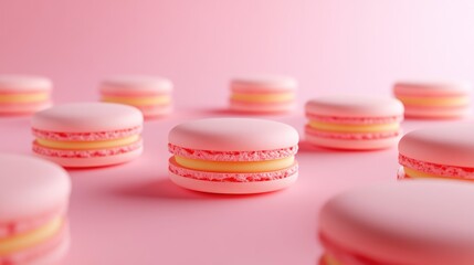 Pink Macarons on Soft Pink Background
