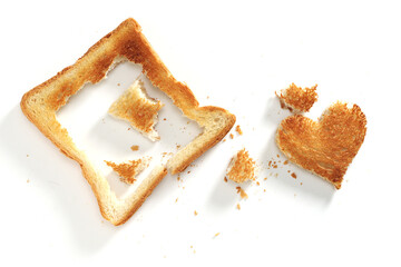 Slice of toasted bread with a heart-shaped cutout