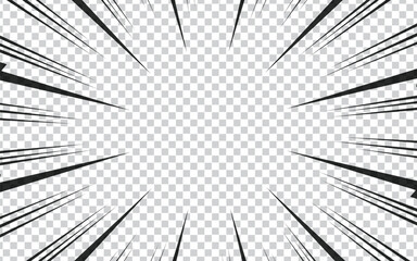 Comic book page with black lines isolated on transparent background