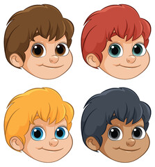 Colorful Cartoon Boys' Faces
