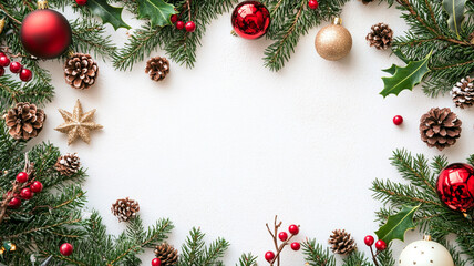 クリスマスのフレーム素材,テキストスペース,フレーム,コピースペース,楽しい,パーティ,,12月,12月24日,オーナメント,白背景,