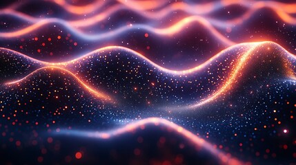 Fototapeta premium Abstract background with glowing waves and particles.