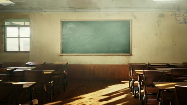 background of empty classroom  in the school, 4K video

