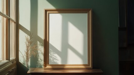 Empty portrait frame mockup. Blank picture frame template