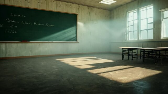 background of empty classroom  in the school, 4K video
