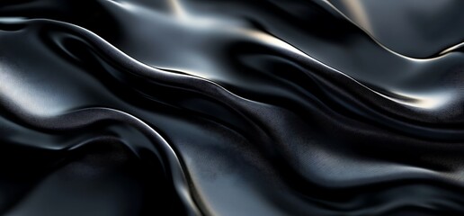 Obraz premium Abstract Black Fabric Texture With Smooth Wrinkles And Waves.