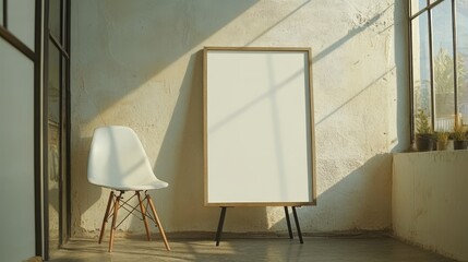Empty portrait frame mockup. Blank picture frame template