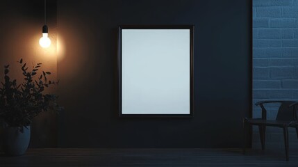 Empty portrait frame mockup. Blank picture frame template
