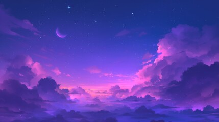 Fototapeta premium purple cloudy night sky -