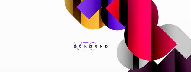 Colorful curve geometric shapes on white