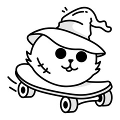 A witch cat icon in drawing style 

