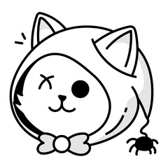 A doodle style icon of a cat costume 

