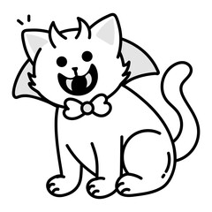 A drawing style icon of a vampire cat 

