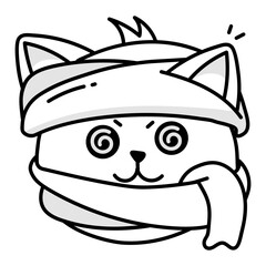 A doddle style icon of a dizzy cat
