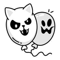 Spooky balloons icon in drawing style 

