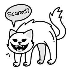 Scared cat icon in doodle style

