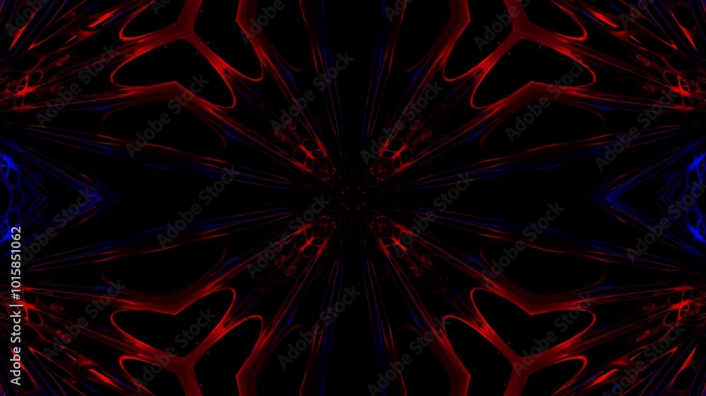 Poster abstract animated kaleidoscope pattern. 3d render. looped animation