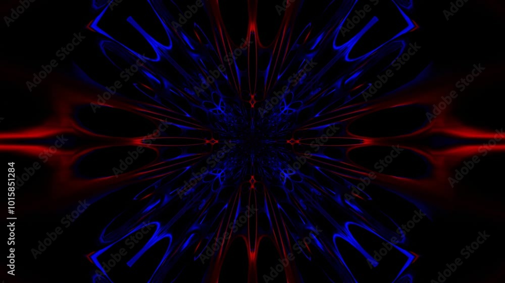 Poster abstract animated kaleidoscope pattern. 3d render. looped animation
