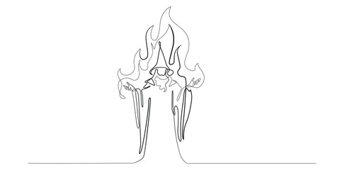 one continuous line drawing of dark witch.one line drawing of evil witch.single line vector illustration of witch in story world.isolated white background