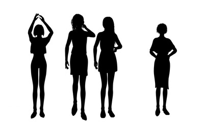 silhouettes of people in summer